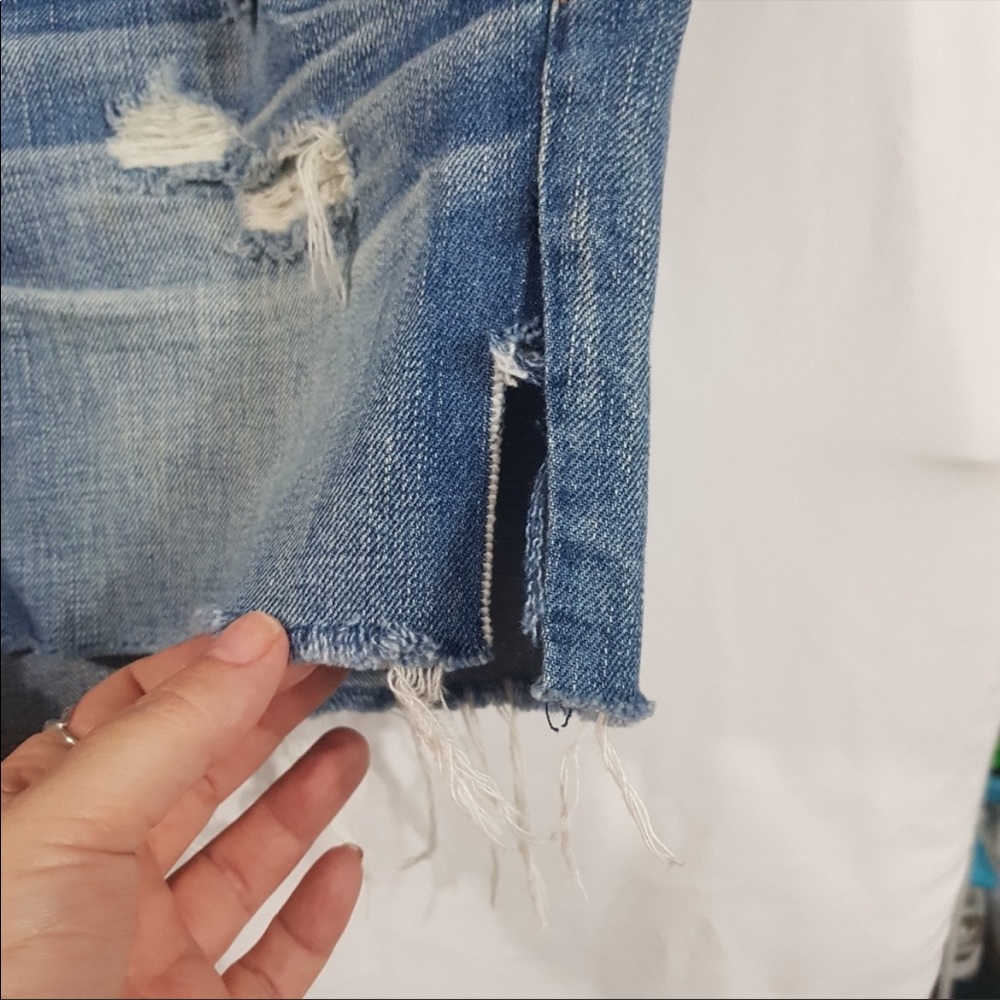 American Eagle Distressed Side Split Denim Shorts - image 3